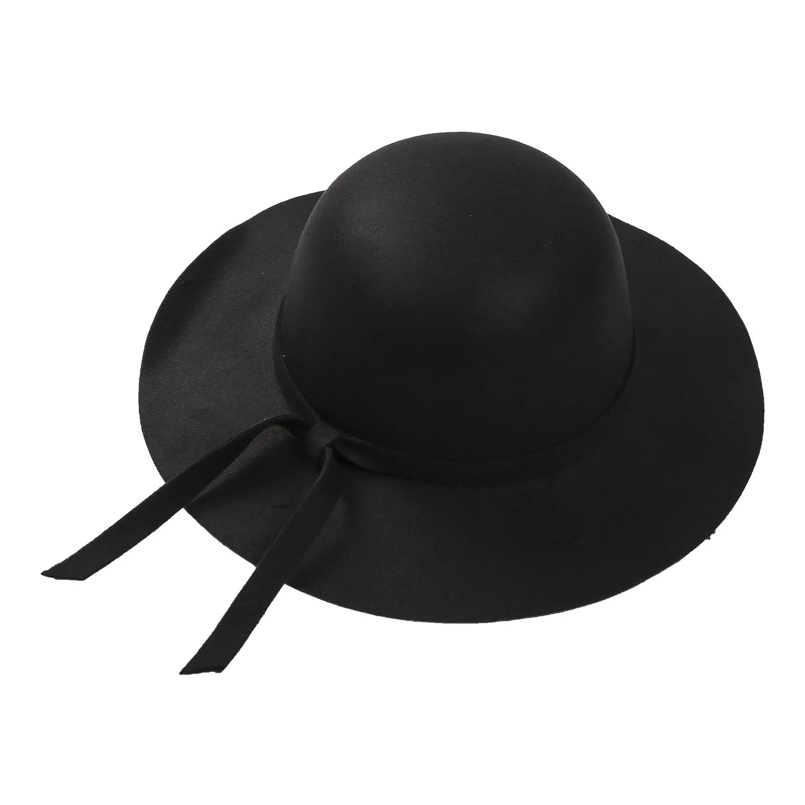 Fashion Cap Elegant Retro Pure Color Comfortable Big Eaves Bowknot Beach Hat for Summer