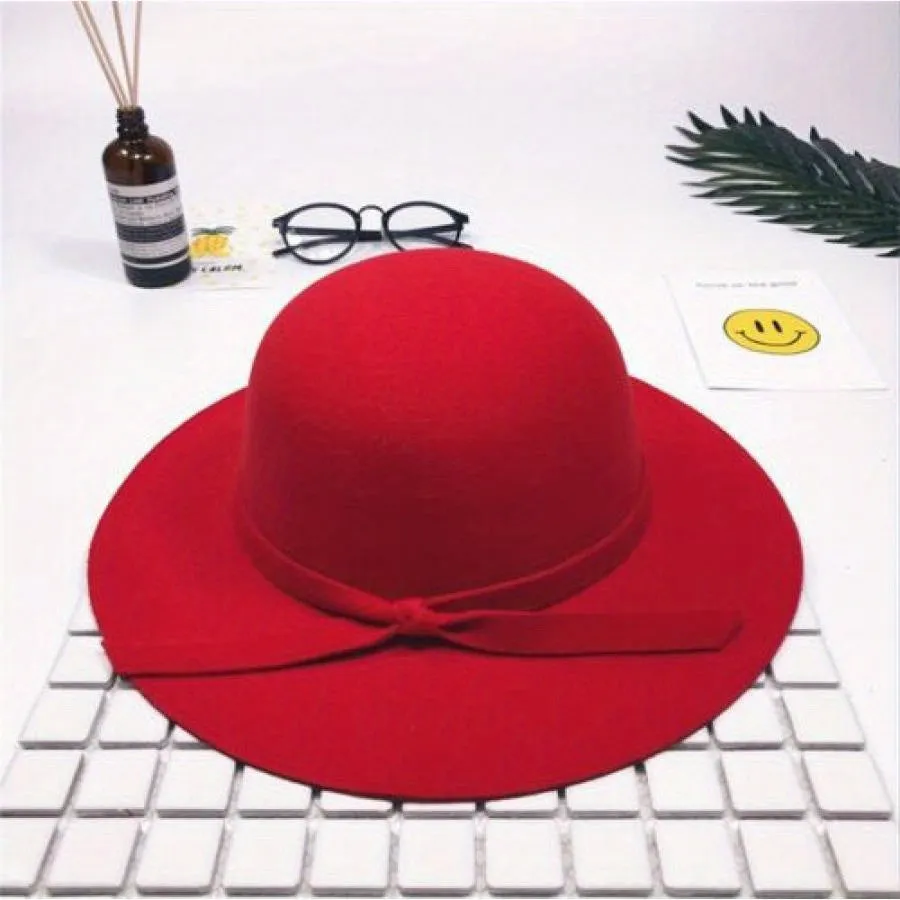 Fashion Cap Elegant Retro Pure Color Comfortable Big Eaves Bowknot Beach Hat for Summer
