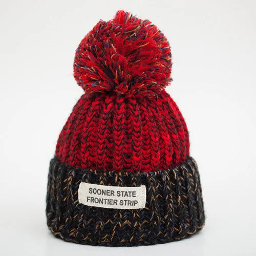 Fashion Woman's Warm Woolen Winter Hats Knitted Fur Cap For Woman Sooner State Letter Skullies & Beanies 6 Color Gorros