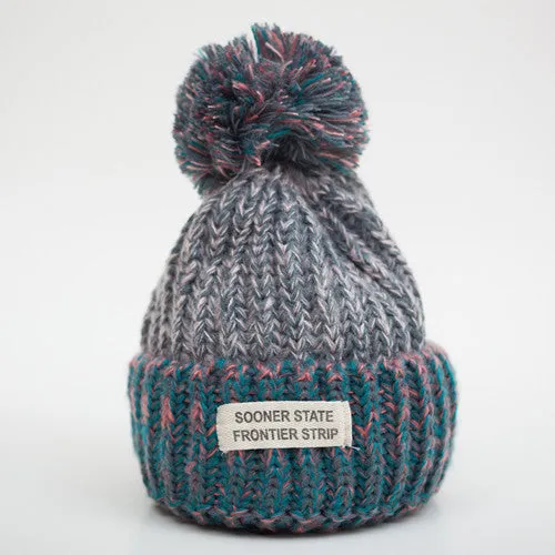 Fashion Woman's Warm Woolen Winter Hats Knitted Fur Cap For Woman Sooner State Letter Skullies & Beanies 6 Color Gorros