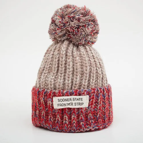 Fashion Woman's Warm Woolen Winter Hats Knitted Fur Cap For Woman Sooner State Letter Skullies & Beanies 6 Color Gorros