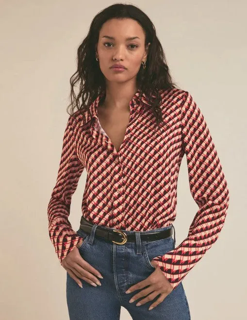 Favorite Daughter Take Me Seriously Bodysuit - Rouge Houndstooth