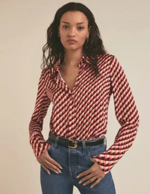 Favorite Daughter Take Me Seriously Bodysuit - Rouge Houndstooth