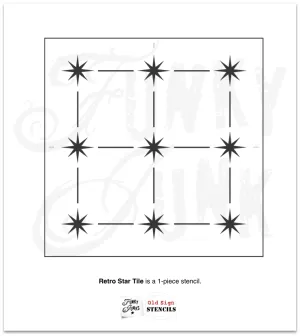 FJ133 Funky Junk's Retro Star Tile pattern stencil