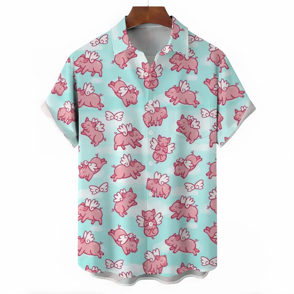 Fliggy Casual Breast Pocket Short Sleeve Shirt 2308100647