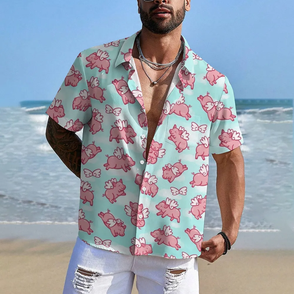 Fliggy Casual Breast Pocket Short Sleeve Shirt 2308100647