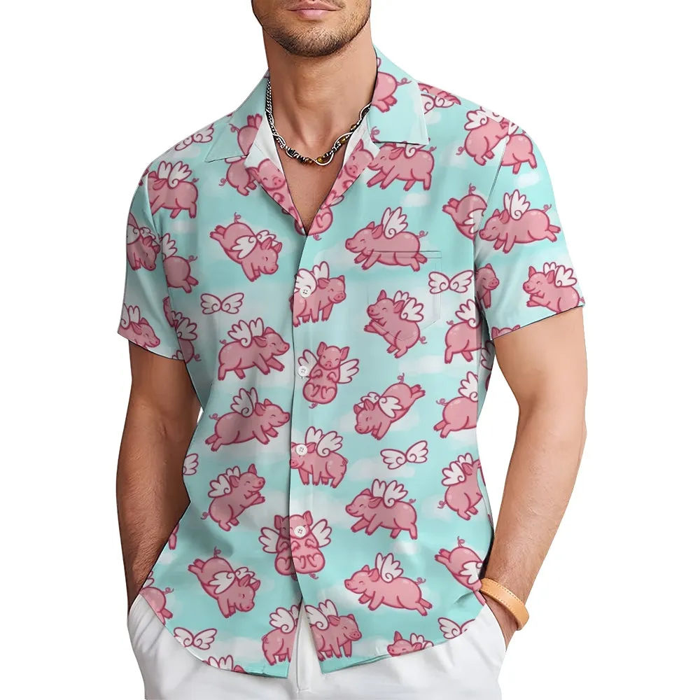 Fliggy Casual Breast Pocket Short Sleeve Shirt 2308100647