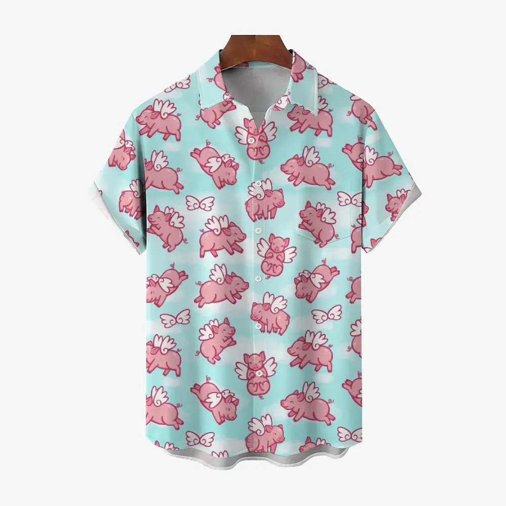Fliggy Casual Breast Pocket Short Sleeve Shirt 2308100647