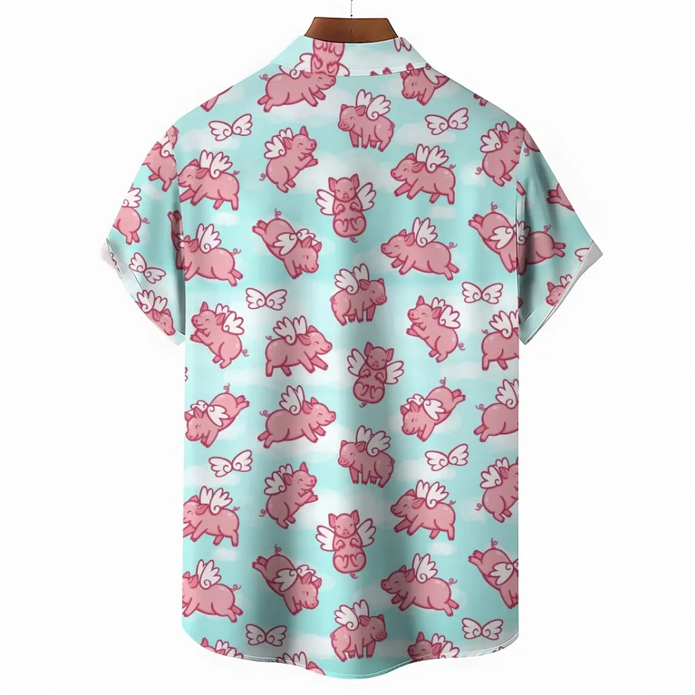 Fliggy Casual Breast Pocket Short Sleeve Shirt 2308100647