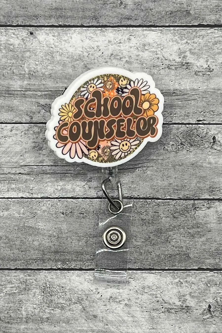 Floral Harmony School Counselor Badge Reel