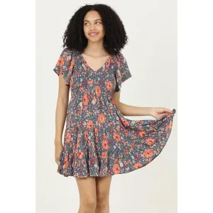 Floral Smocked Dress || Blue