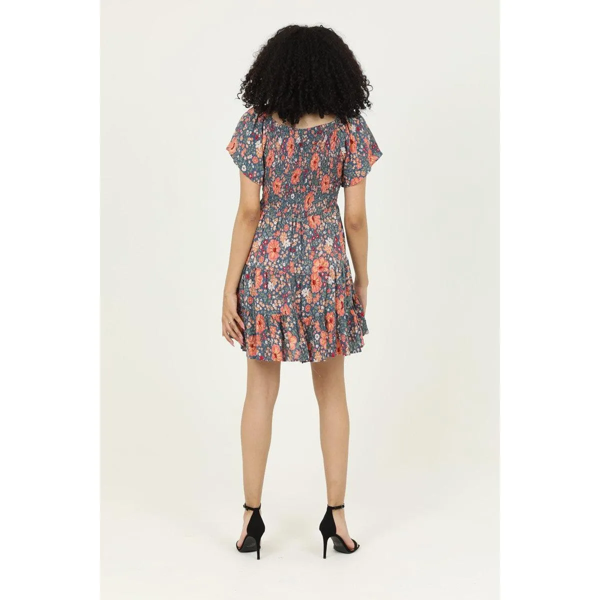 Floral Smocked Dress || Blue