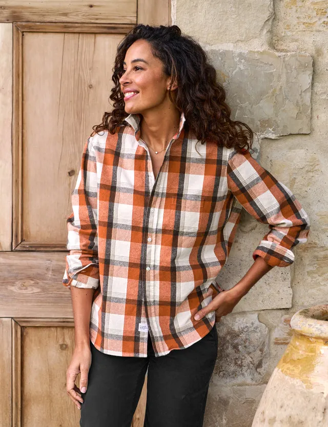 Frank & Eileen - Eileen Italian Flannel Relaxed Button-Up   Shirt - Pumpkin and Brown Plaid