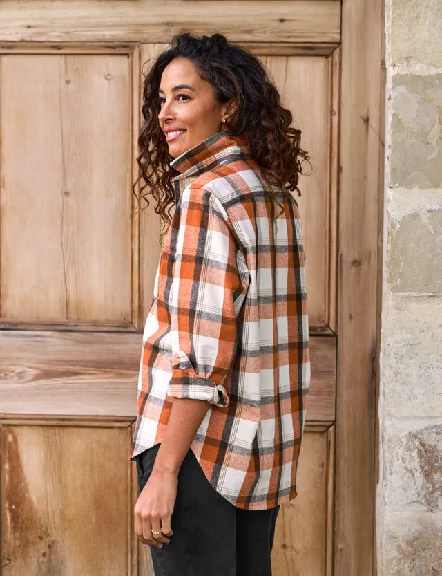 Frank & Eileen - Eileen Italian Flannel Relaxed Button-Up   Shirt - Pumpkin and Brown Plaid
