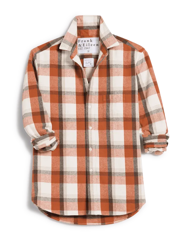 Frank & Eileen - Eileen Italian Flannel Relaxed Button-Up   Shirt - Pumpkin and Brown Plaid