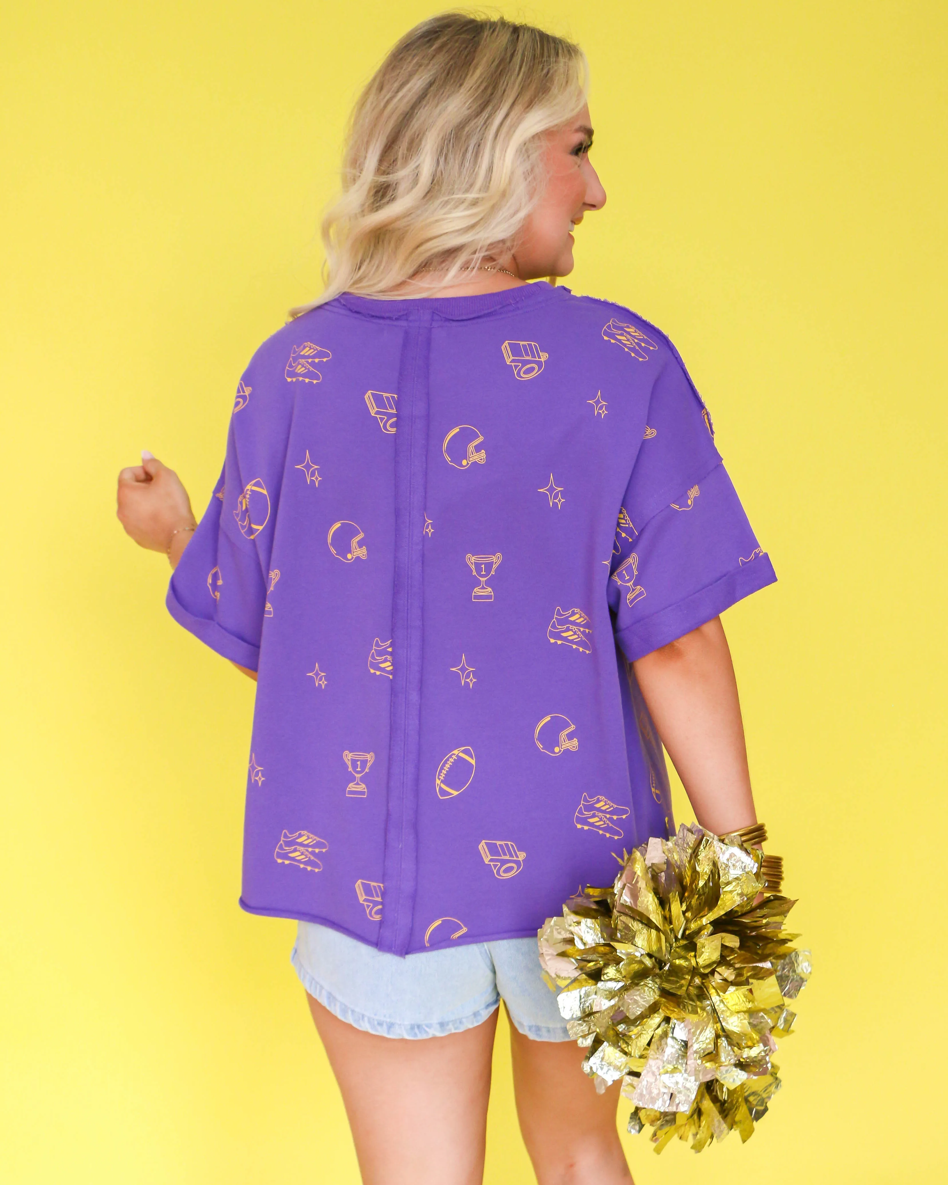 Game Day Icons Tee in Purple/Gold