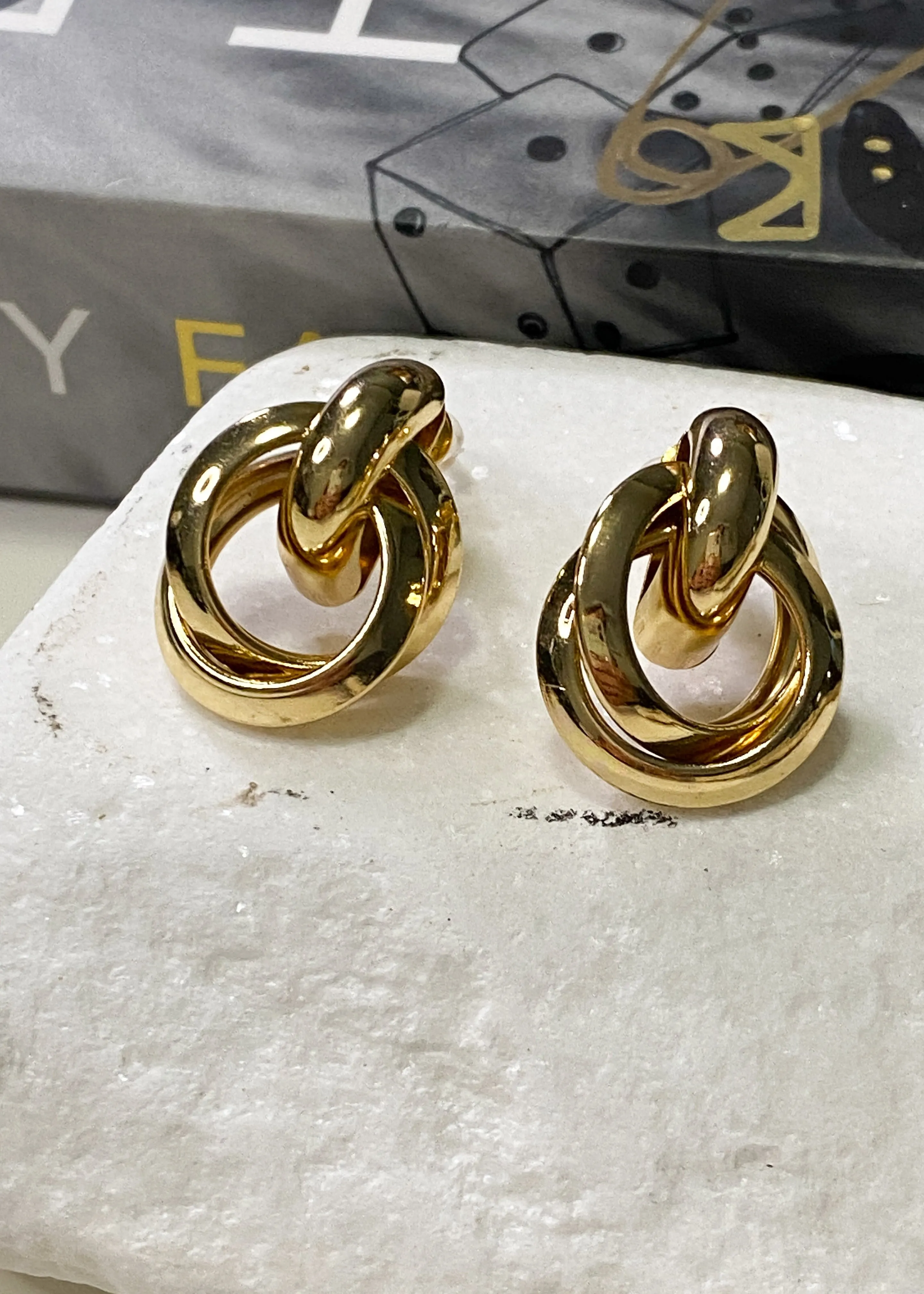 Gold Knot Stud Earrings