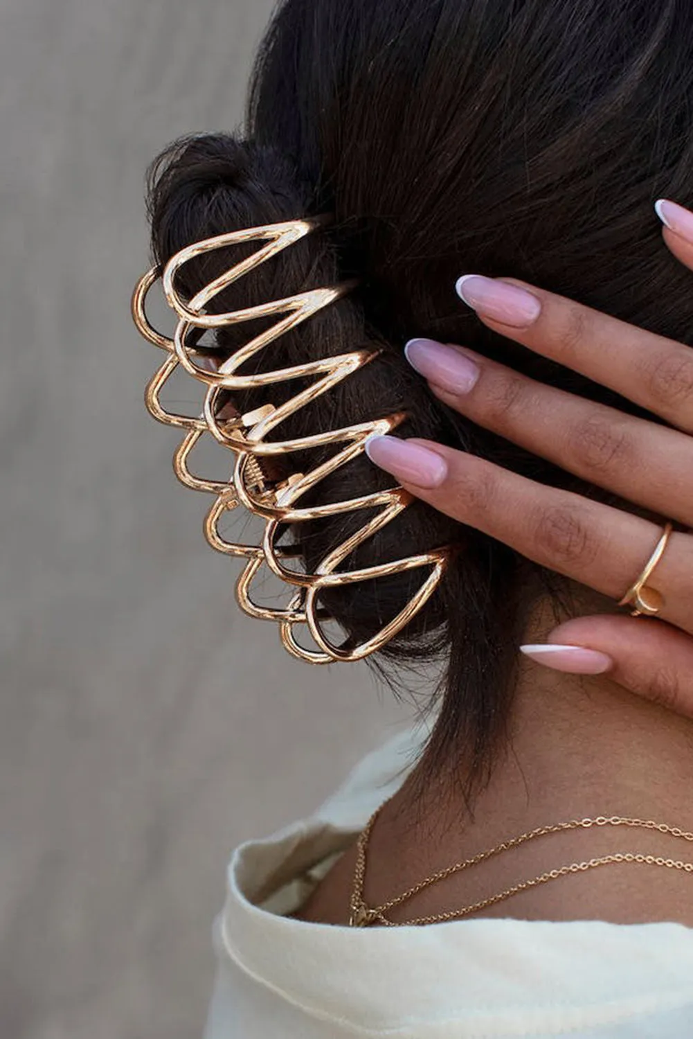 Gold Metal Wave Shape Large Hair Claw