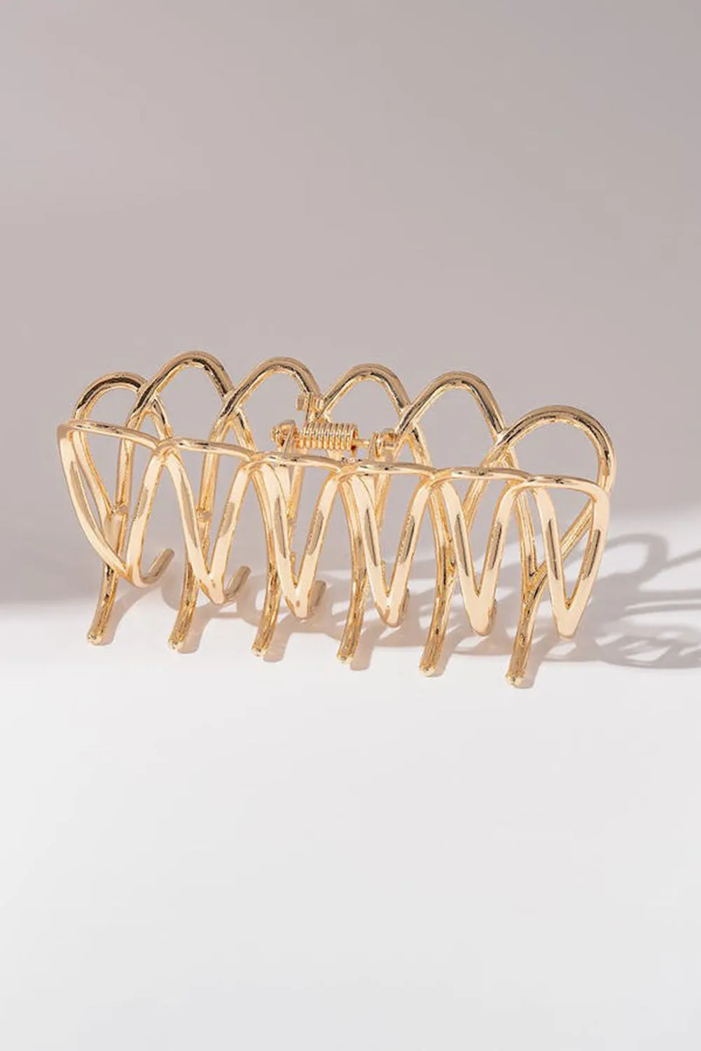 Gold Metal Wave Shape Large Hair Claw