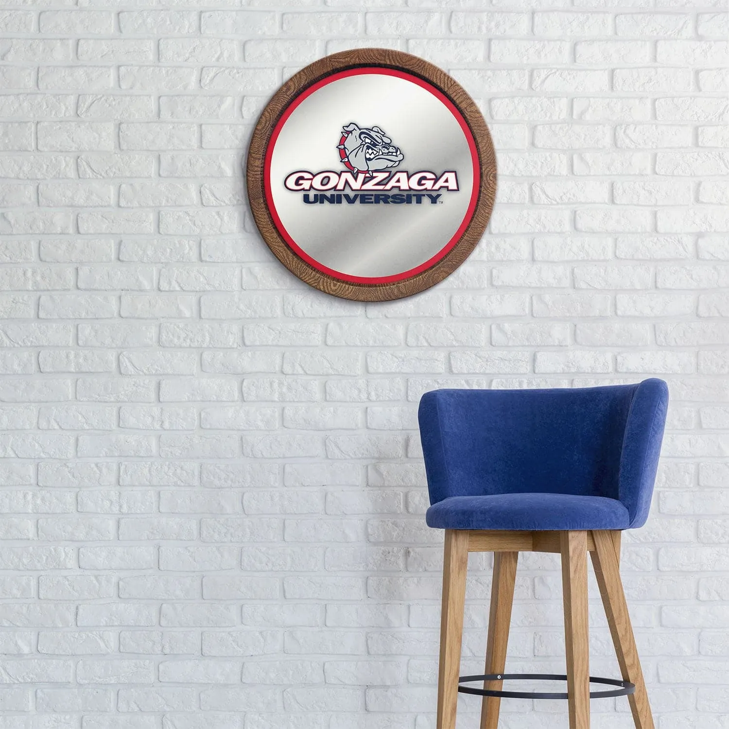 Gonzaga Bulldogs: "Faux" Barrel Top Mirrored Wall Sign