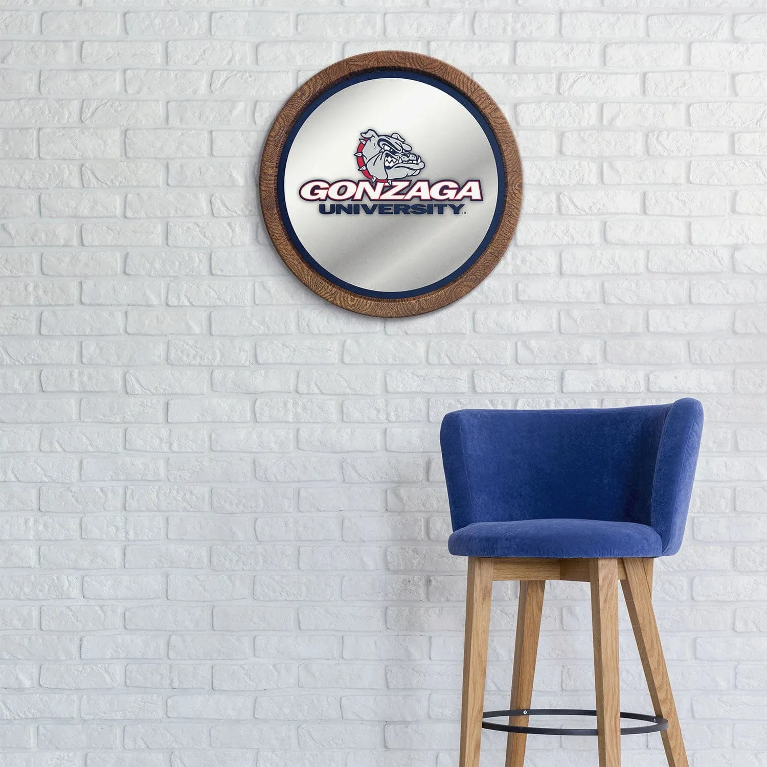 Gonzaga Bulldogs: "Faux" Barrel Top Mirrored Wall Sign