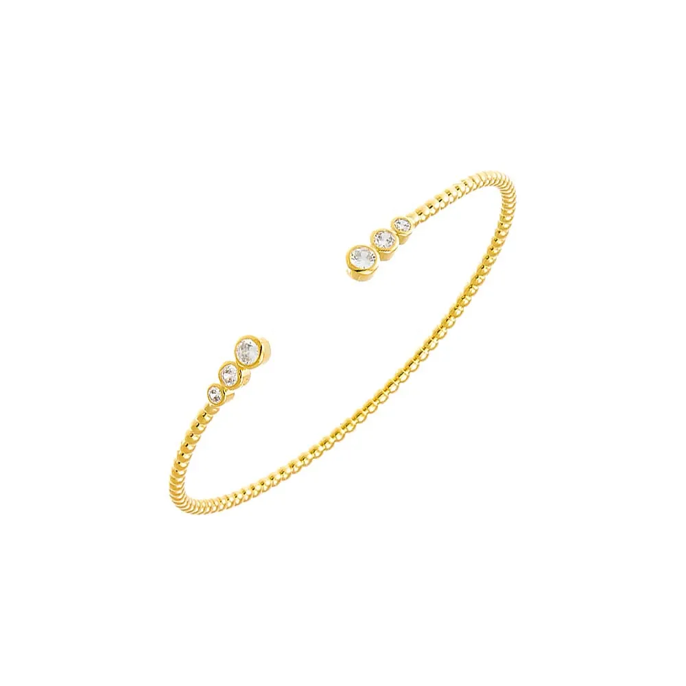 Graduated CZ Bezel Open Claw Bangle Bracelet