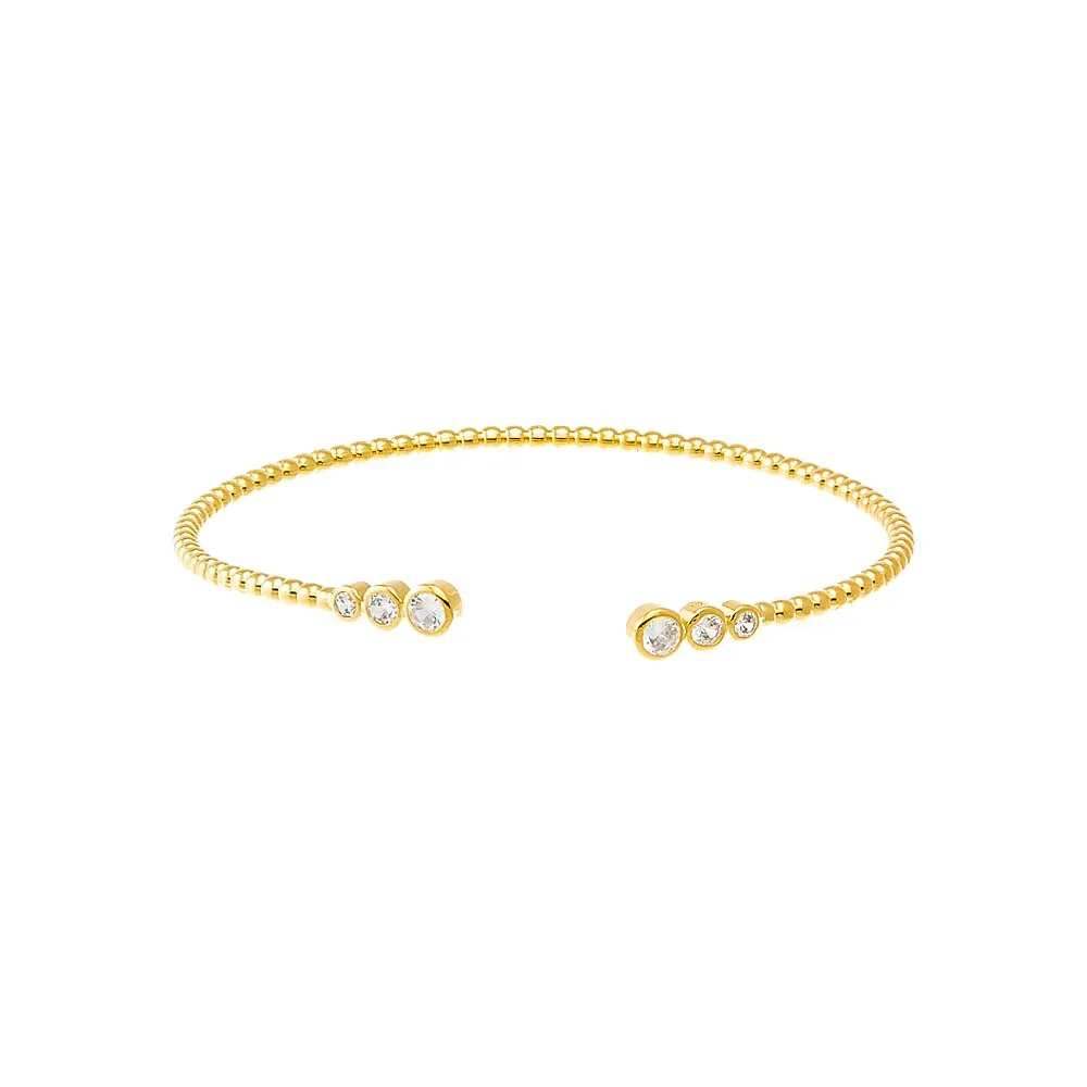 Graduated CZ Bezel Open Claw Bangle Bracelet