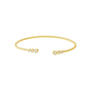 Graduated CZ Bezel Open Claw Bangle Bracelet