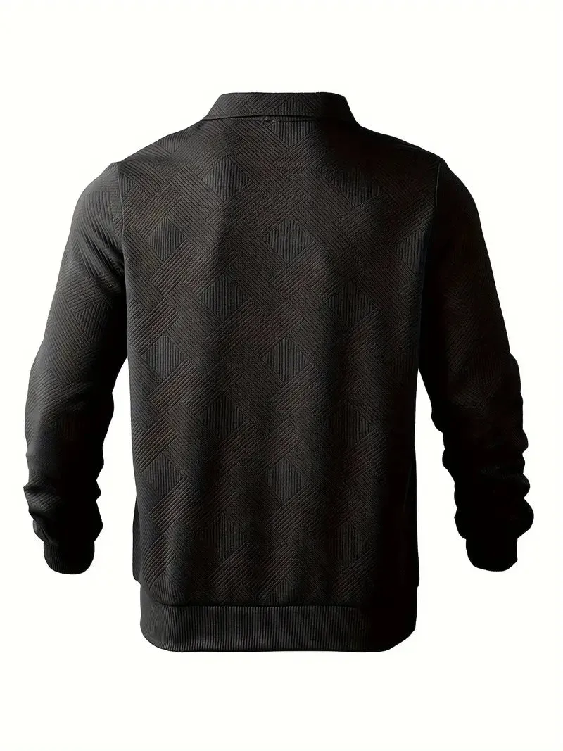 Harold - Vintage Herbst-Zip-Up-Pullover mit geometrischem Muster für Herren
