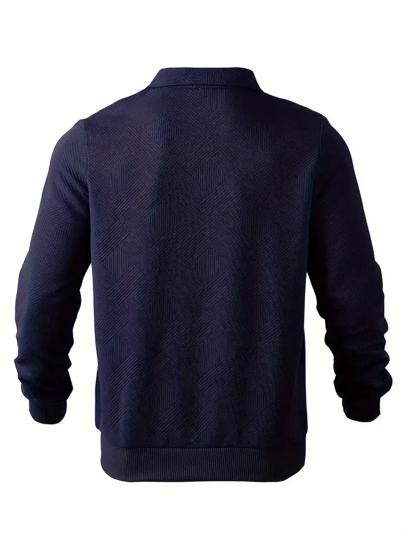 Harold - Vintage Herbst-Zip-Up-Pullover mit geometrischem Muster für Herren