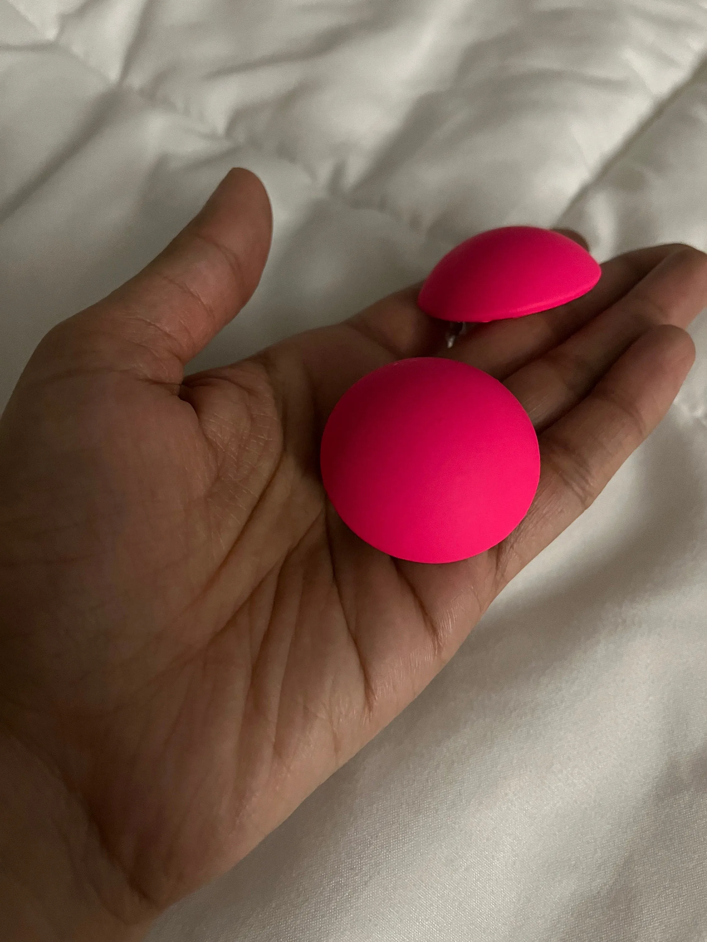 hot pink earrings big studs  , large  round studs pink earrings , big bright pink statement round neon pink retro earrings chunky giant