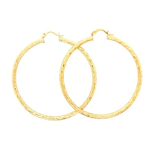 Huge Zigzag Texturized Hoops Earrings Round gold filled
