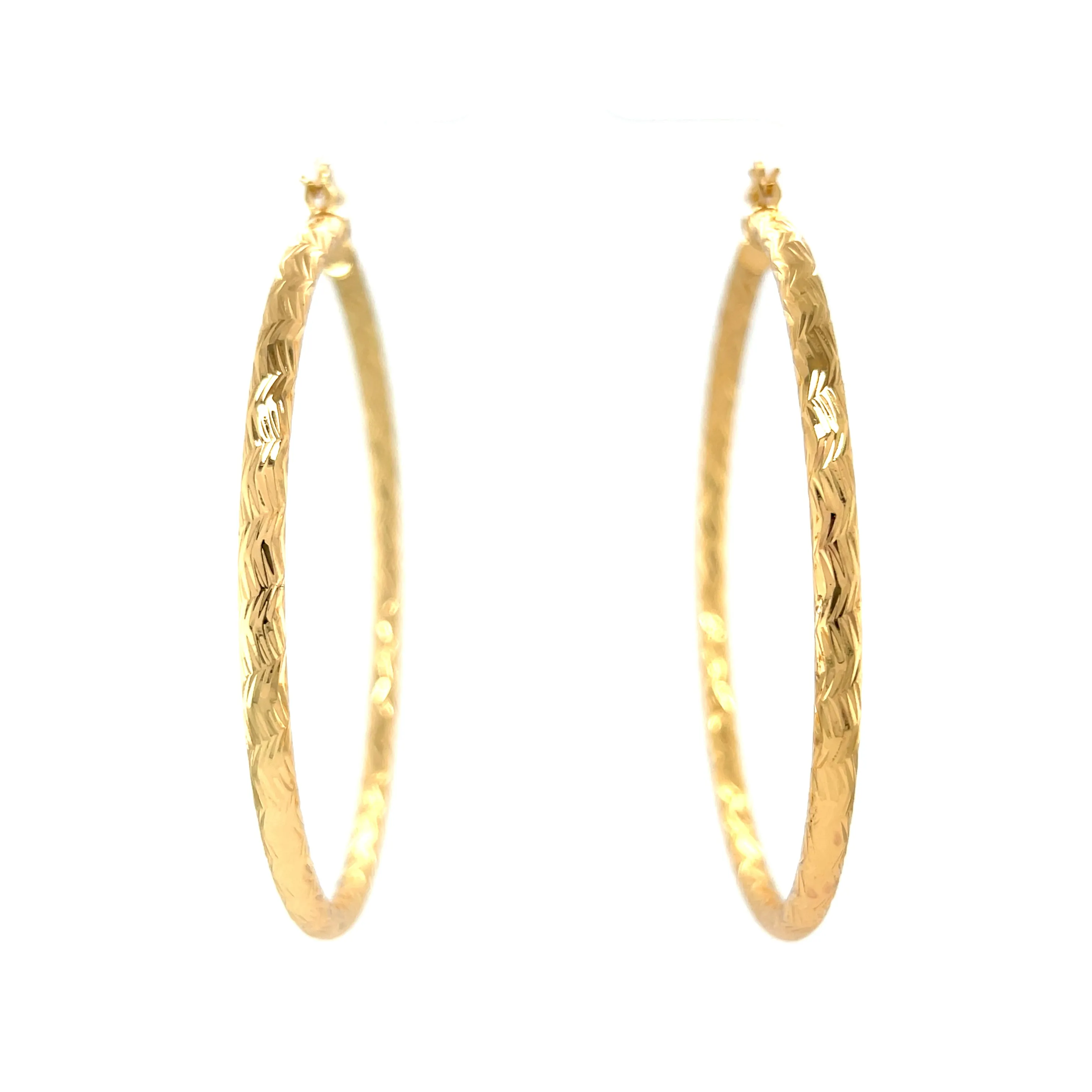 Huge Zigzag Texturized Hoops Earrings Round gold filled
