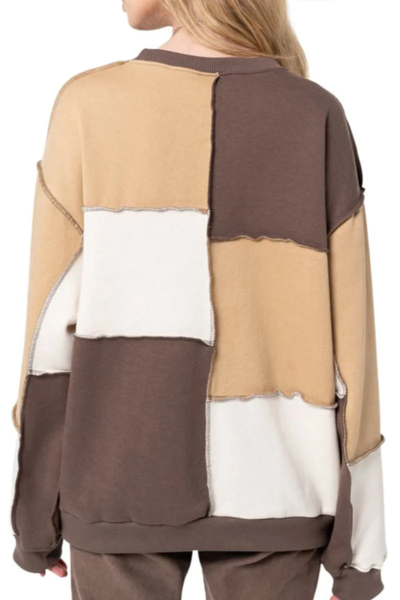 HWS1079 Colorblock Casual Sweatshirt Top