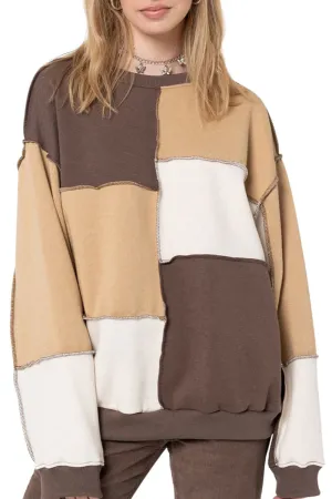 HWS1079 Colorblock Casual Sweatshirt Top