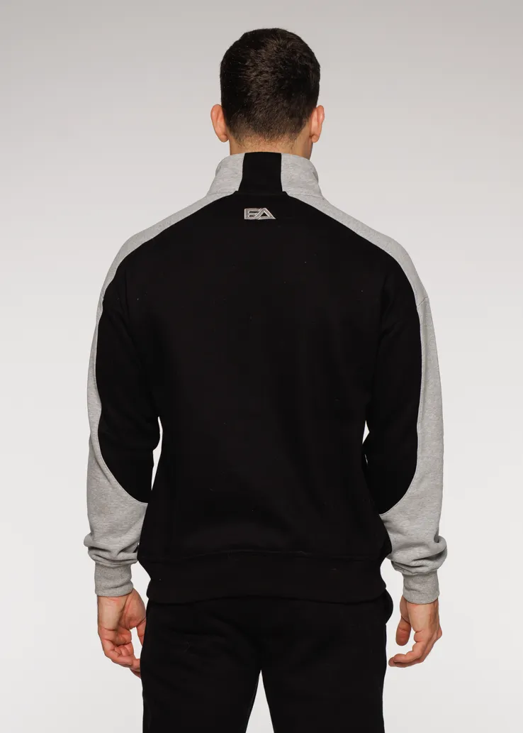 Iconic Retro ¼ Zip - Black-Grey