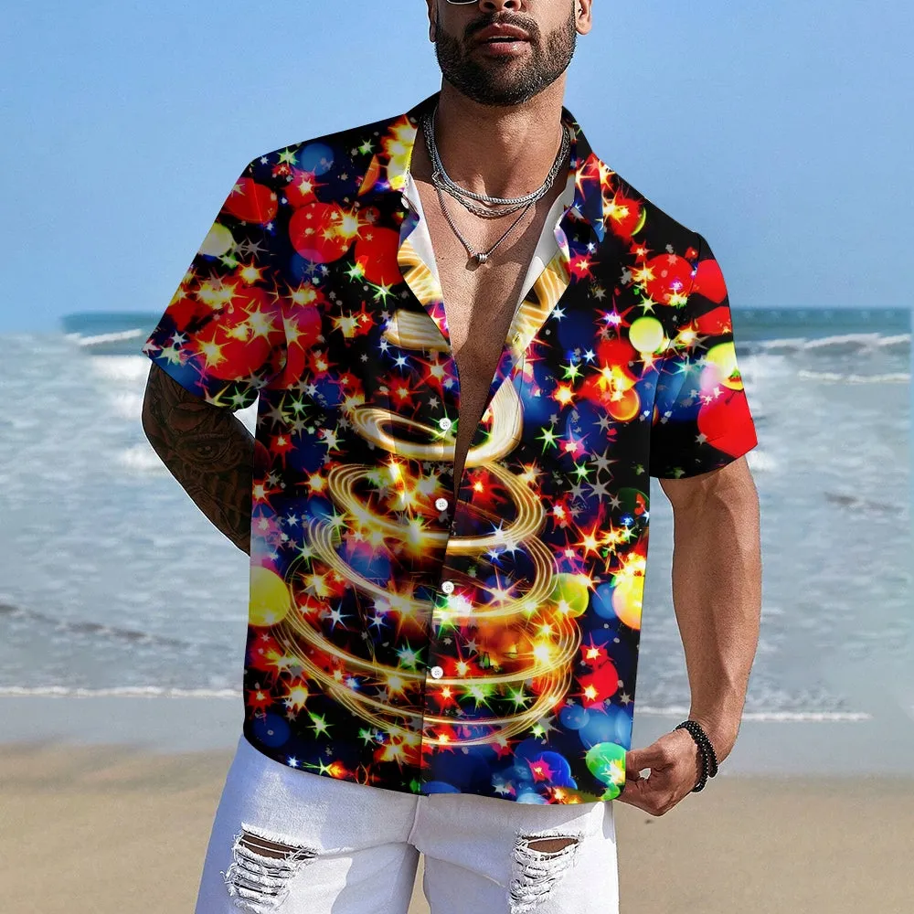 Illuminated Christmas Tree Casual Short Sleeved Shirt 2311000070