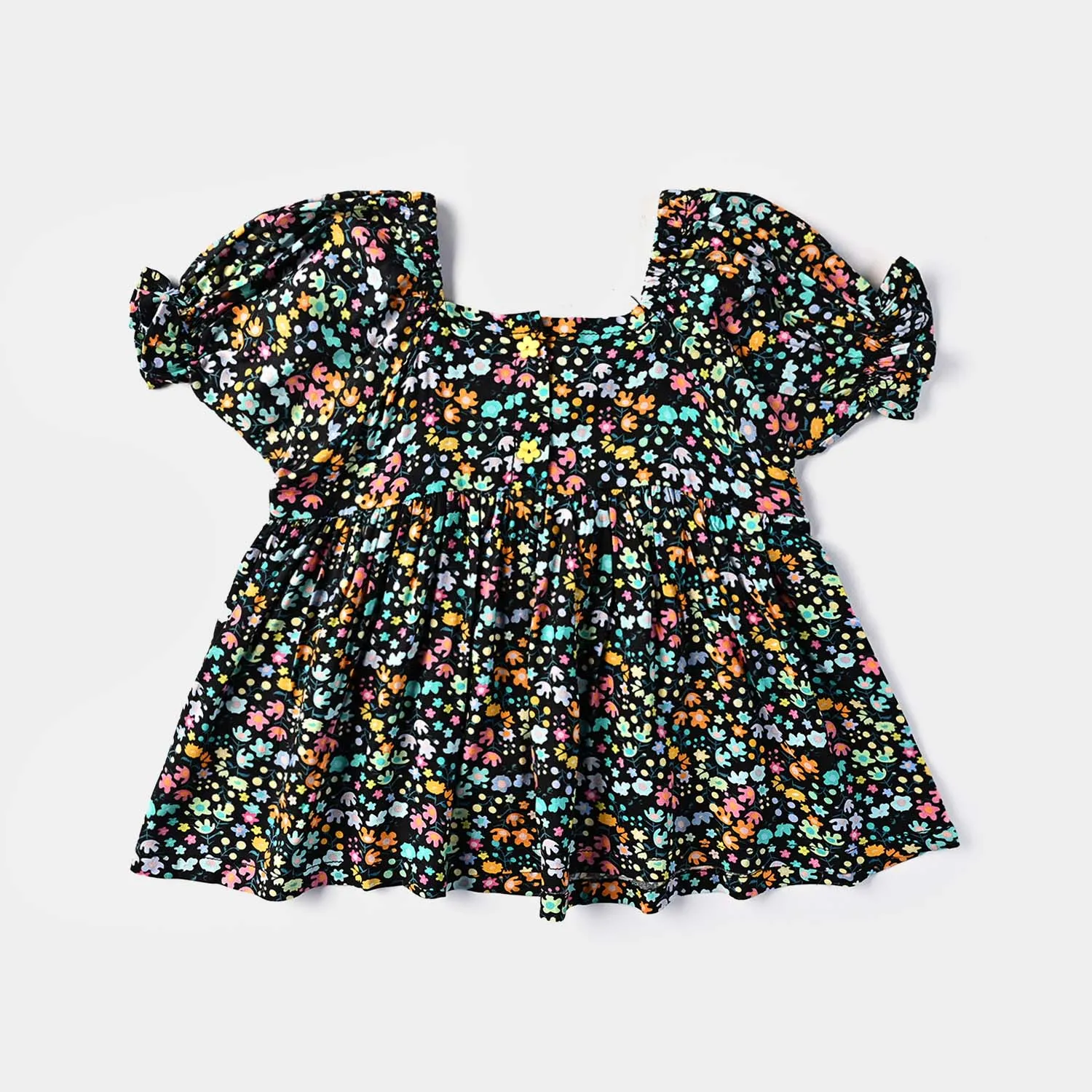 Infant Girls Cotton Viscose Casual Frock Dusky-Multi