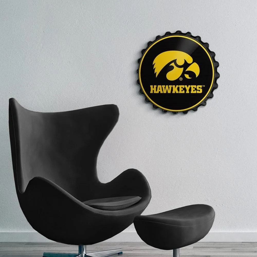 Iowa Hawkeyes: Round Bottle Cap Wall Sign