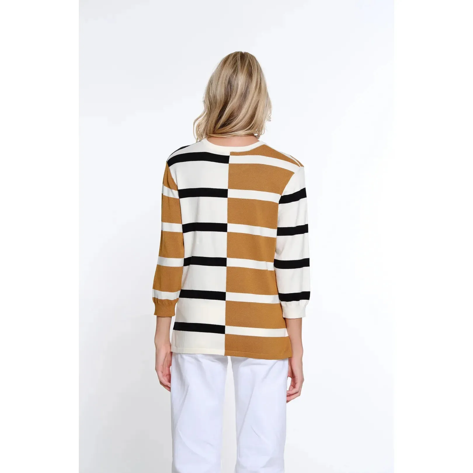 Jewel Neck Stripe Spring Sweater