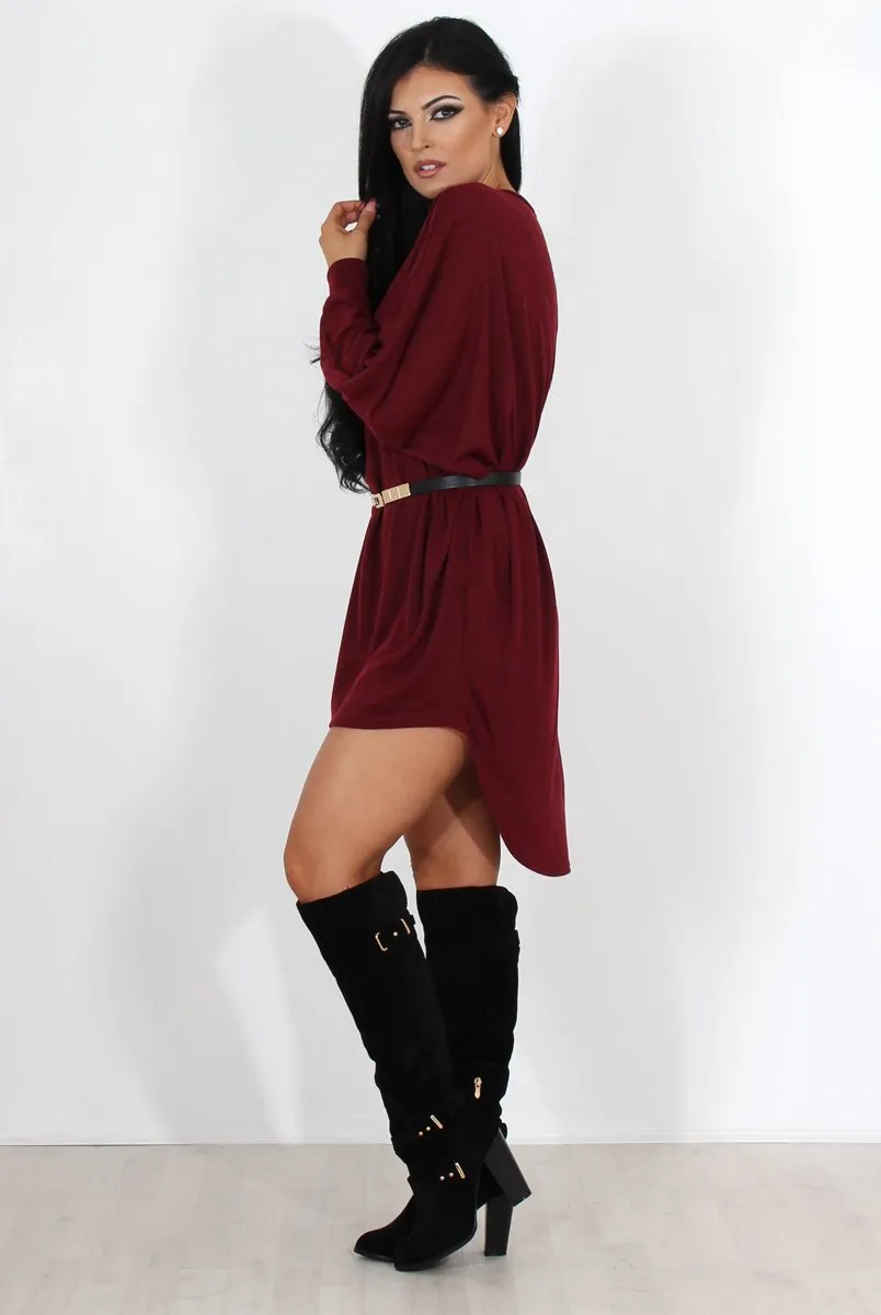 Johanna Wine Drooped Back Jumper