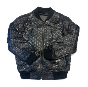 Kashani Genuine Pirarucu Fish Black Bomber Jacket