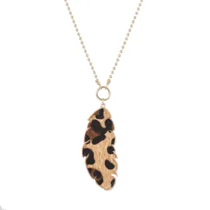 Khaki Polystyrene & 18K Gold-Plated Leopard Leaf Pendant Necklace