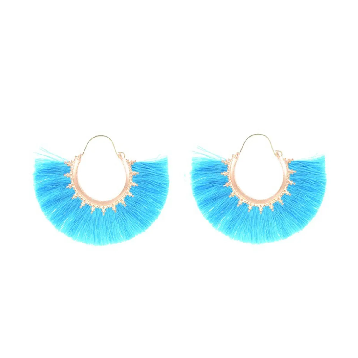 Lake Blue Polyester & 18K Gold-Plated Fan Huggie Earrings