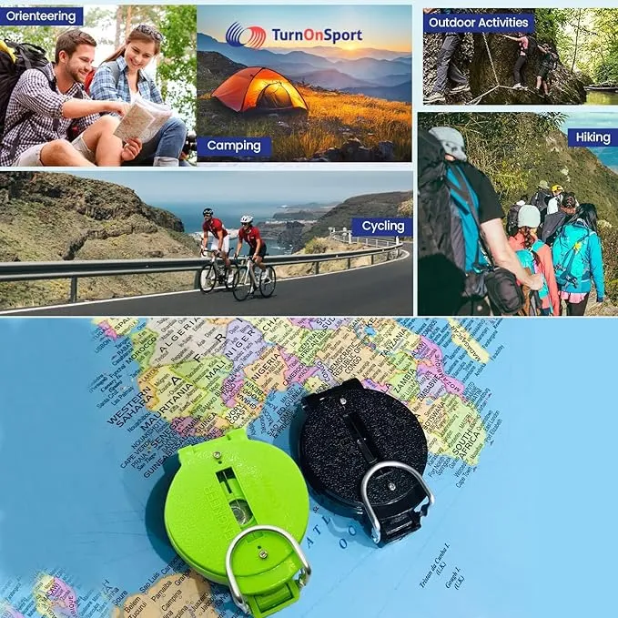 Lensatic Compass Hiking Backpacking Compass | Orienteering Compass Camping Navigation - Boy Scout Compass for Kids | Professional Field Compass for Map Reading - Best TurnOnSport Survival Gifts