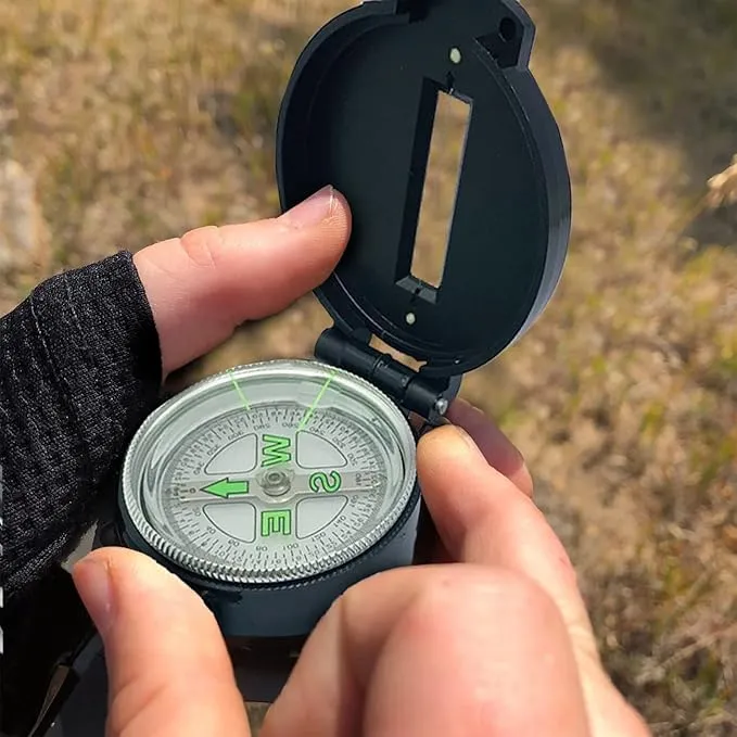 Lensatic Compass Hiking Backpacking Compass | Orienteering Compass Camping Navigation - Boy Scout Compass for Kids | Professional Field Compass for Map Reading - Best TurnOnSport Survival Gifts
