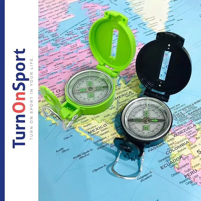 Lensatic Compass Hiking Backpacking Compass | Orienteering Compass Camping Navigation - Boy Scout Compass for Kids | Professional Field Compass for Map Reading - Best TurnOnSport Survival Gifts