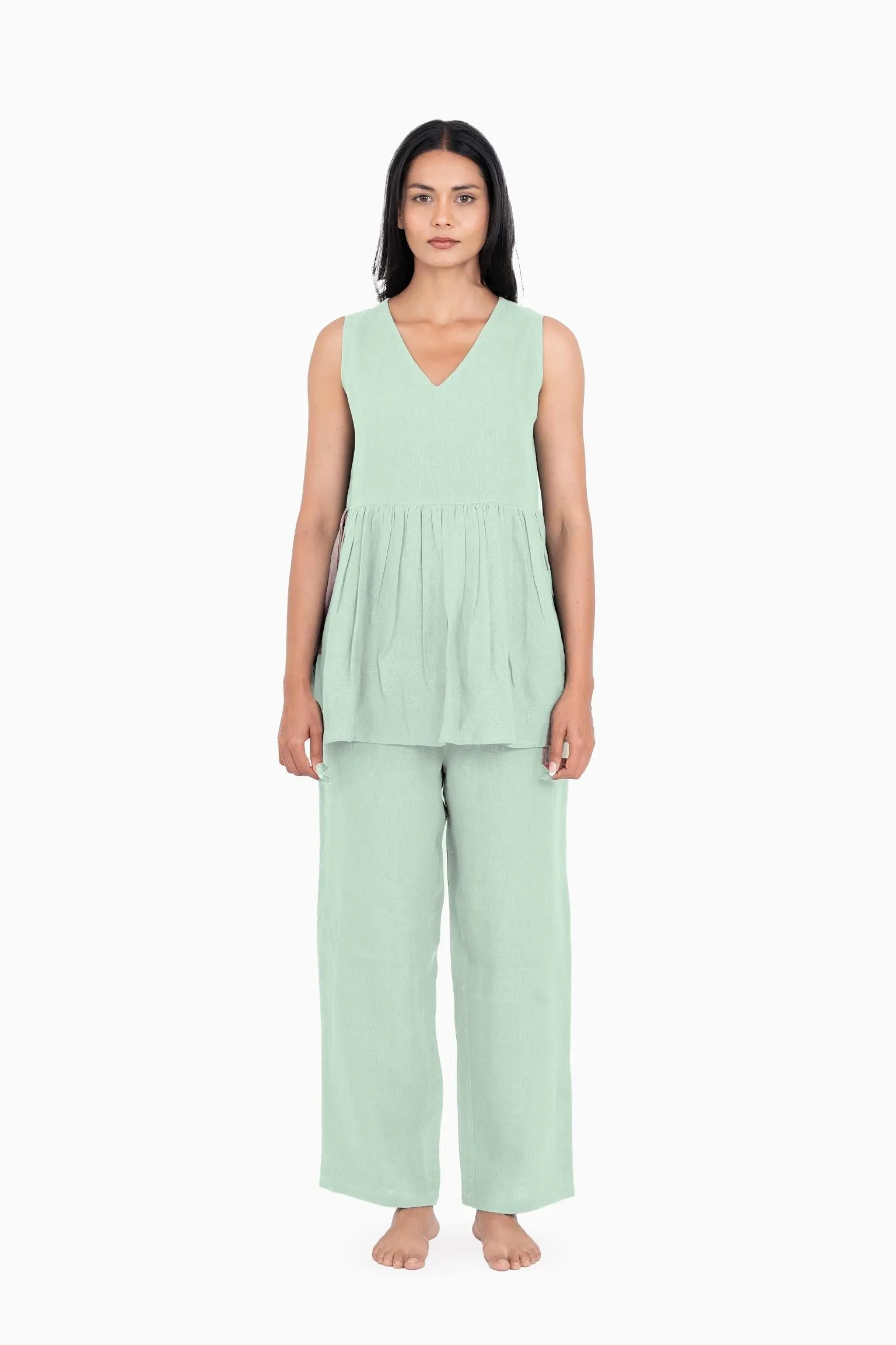 Linen Flavia Co-Ord Set-Pacific Blue
