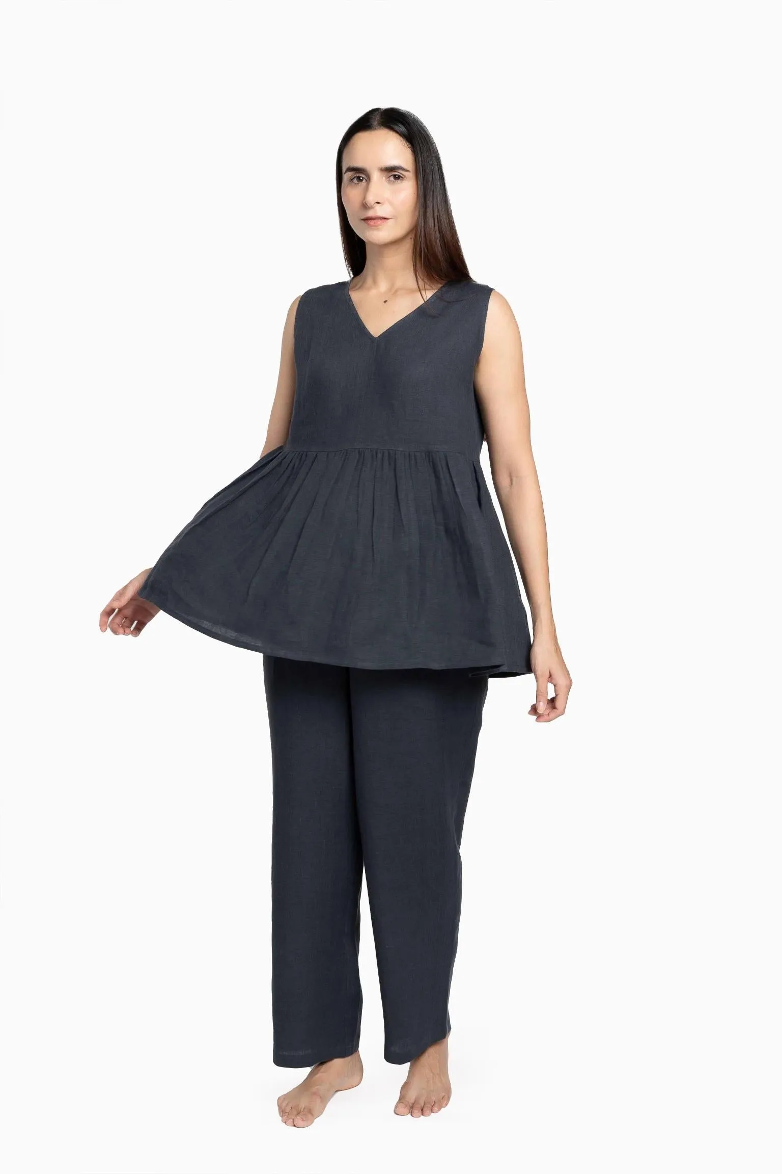 Linen Flavia Co-Ord Set-Pacific Blue
