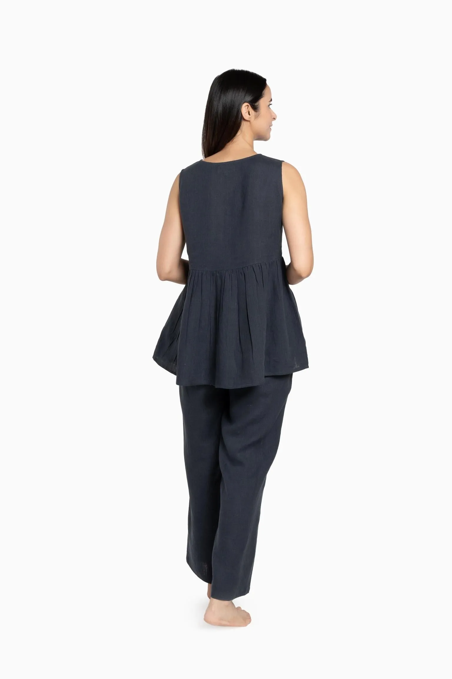 Linen Flavia Co-Ord Set-Pacific Blue